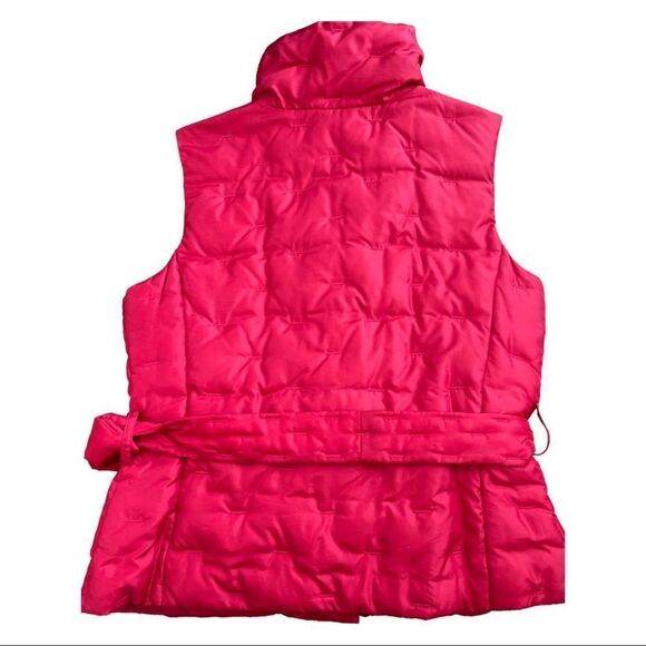TALBOTS PETITES • Red Puffer Vest Belted Goose Down Blend • Petite Small • NWOT - Picture 7 of 10